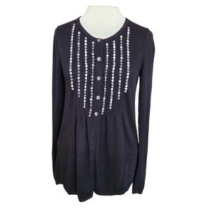 Boden Black Cardigan with White Button Detail 6